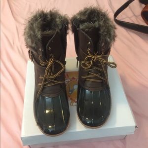 Faux duck boots